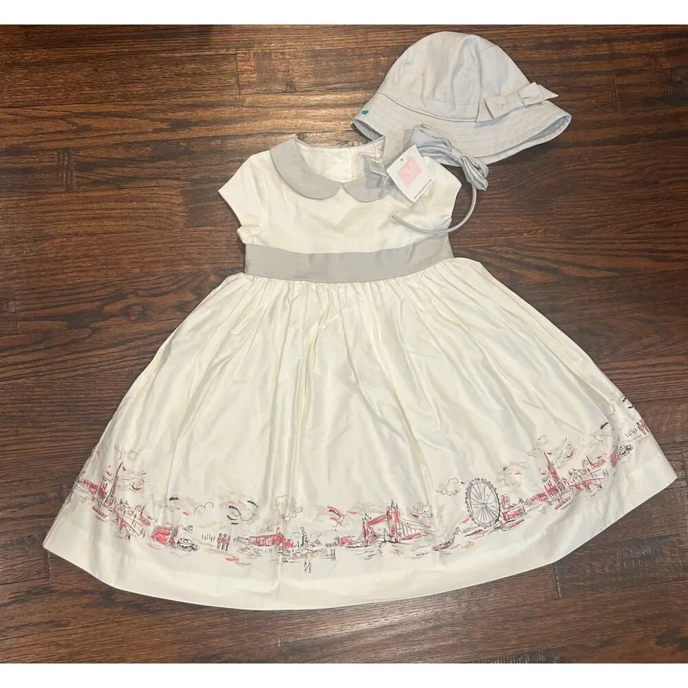 Janie and Jack Lovely London Tour of the Town girl's white dress size 2T NWT